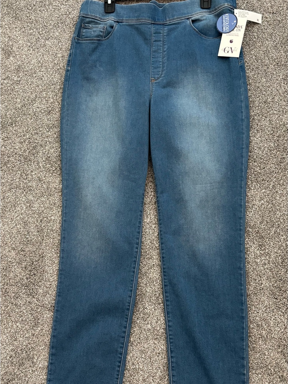 NWT Gloria Vanderbilt Amanda Pull-On Knit Jeans - Light Blue Denim Size XXL